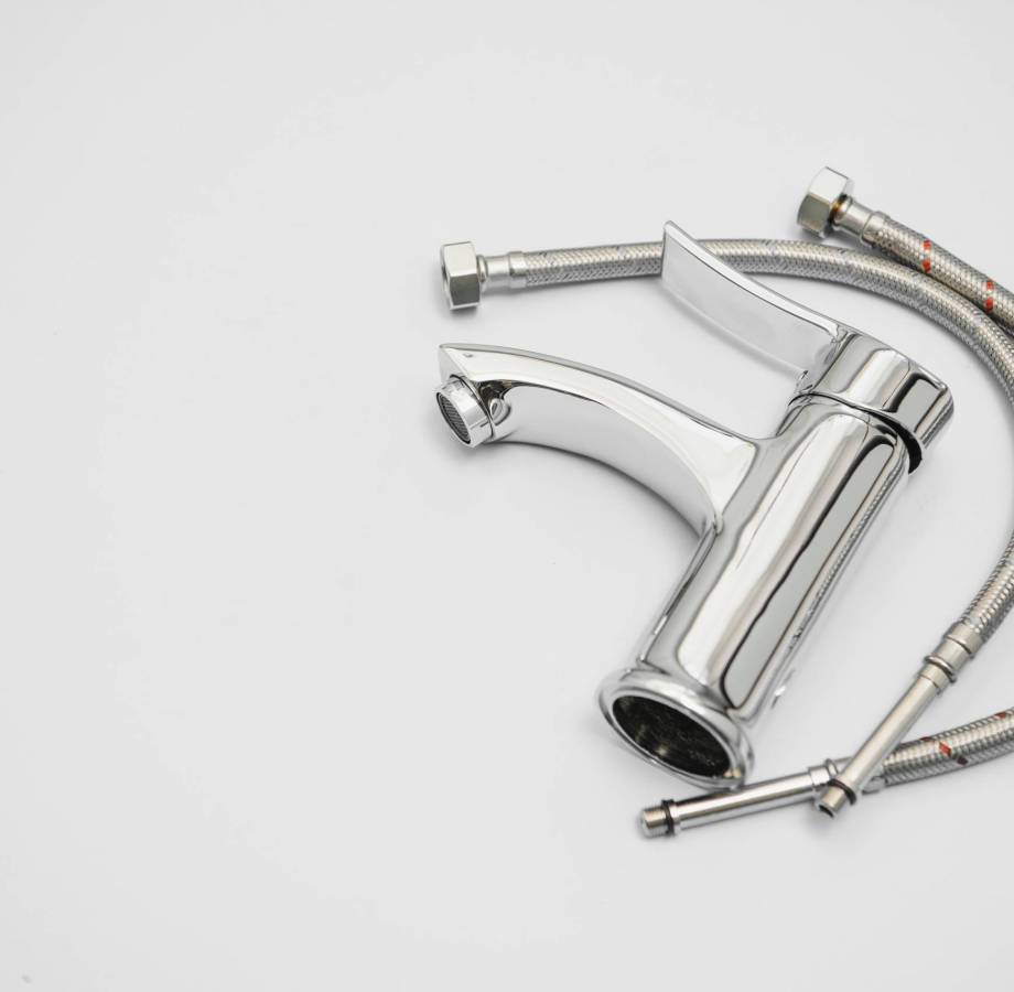 Single handle water tap isolated on white